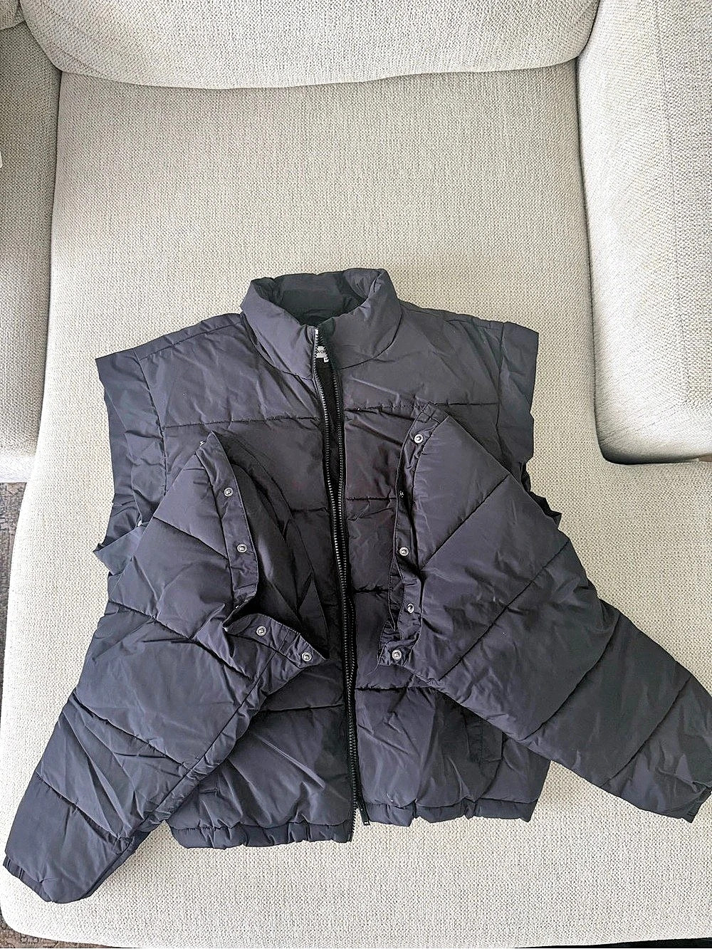 Black puffer with removable sleeves